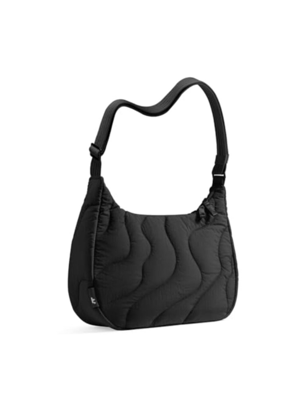 Puffer Quilted Nylon Sling Crossbody Bag Crescent Hobo Travel Purse